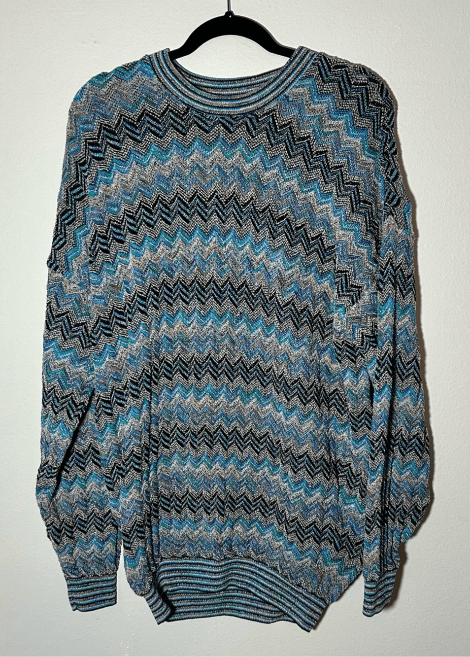 Vintage Tundra Canada Sweater Coogi Style Y2K Knit  Blue & Gray Sz L